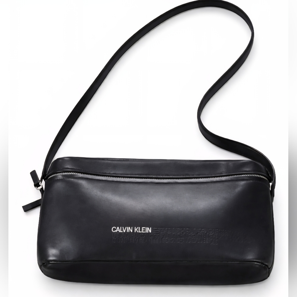 Calvin Klein Black Leather Crossbody Bag Minimalist 90s Quiet Luxury Classic Y2K